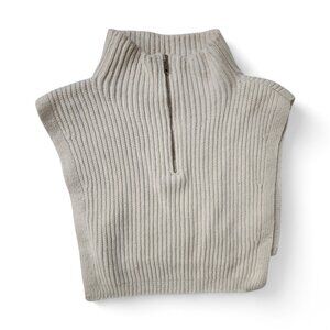 NWOT H&M Knit Sweater One Size Ivory Quarter Zipper Open Sides Turtleneck Vest